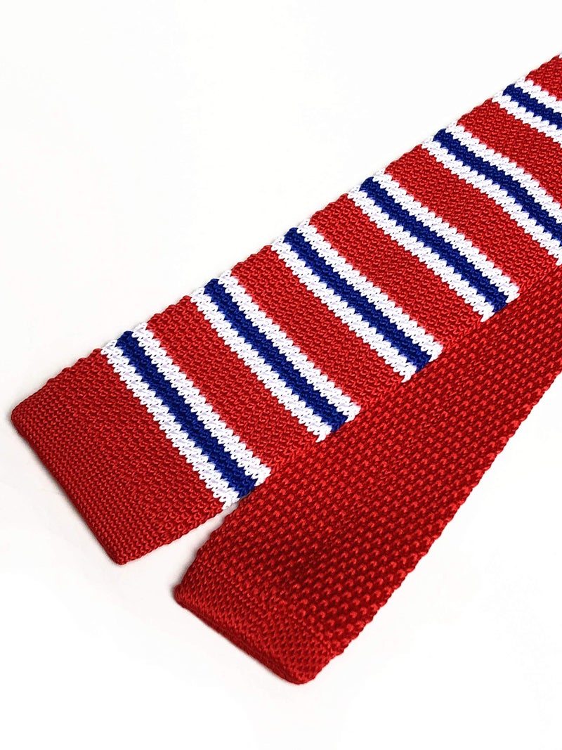 Secdtie Men's Kids Junior Red Blue White Knitting Ties Designer Patterned Business Novelty Best Necktie for Independence Day - Image 4